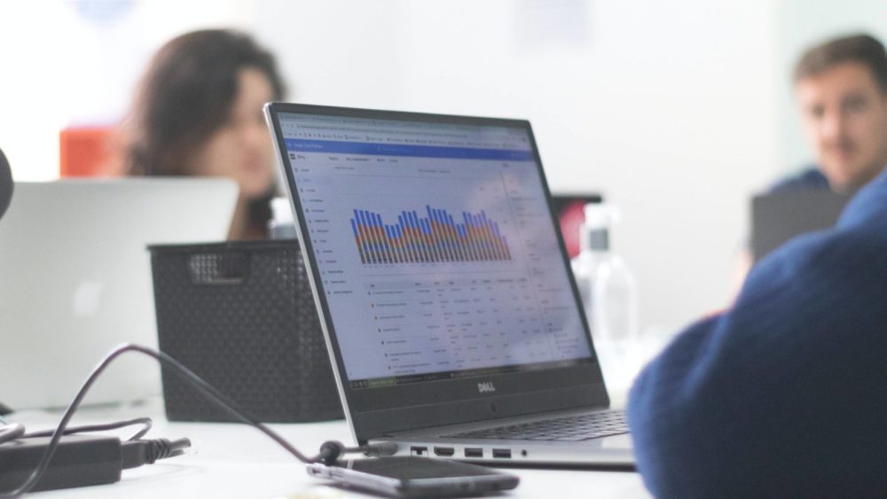 sound_masking_image A laptop showing noise levels after speech privacy testing within an open office layout