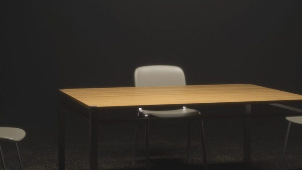 Dark Interrogation Room with Chairs and Table a disturbing Situation